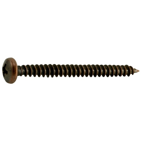 Midwest Fastener Sheet Metal Screw, #10 x 2 in, Bronze Plated Steel Pan Head Phillips Drive, 20 PK 35958